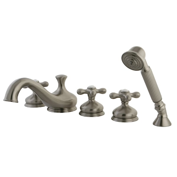 Roman Tub Faucet, Standard, 8" to 36", 5, Deck Mount, Brushed Nickel