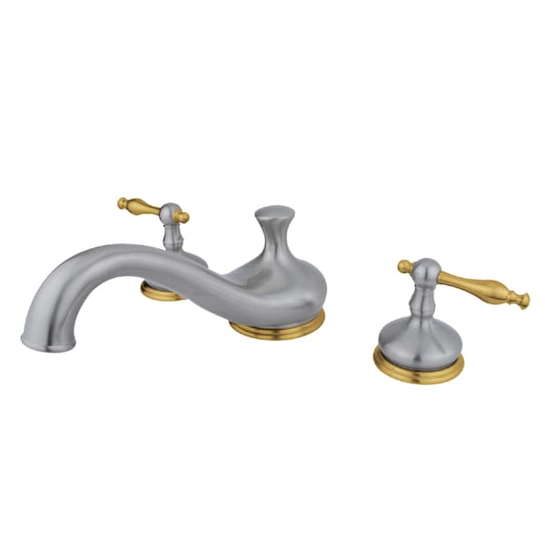 Roman Tub Faucet, Brushed Nickel/Polished Brass, Deck Mount
