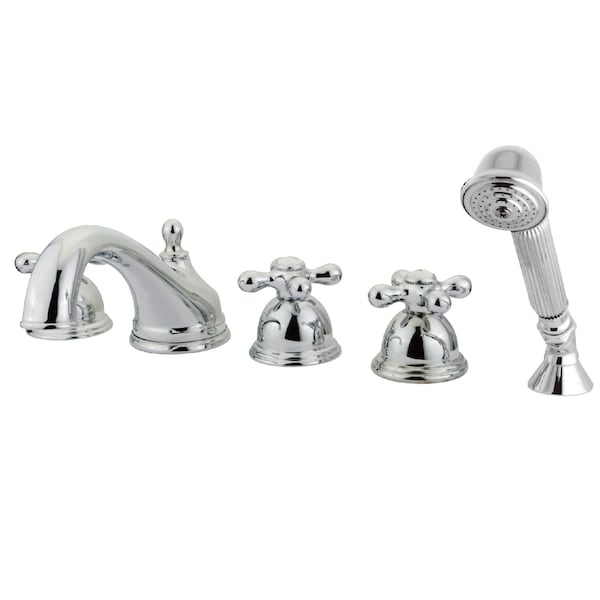 Roman Tub Faucet, 5, Deck Mount, Polished Chrome