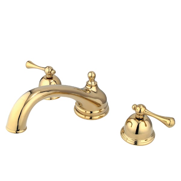 Roman Tub Faucet, Standard, 8" to 36", 3, Deck Mount, Polished Brass