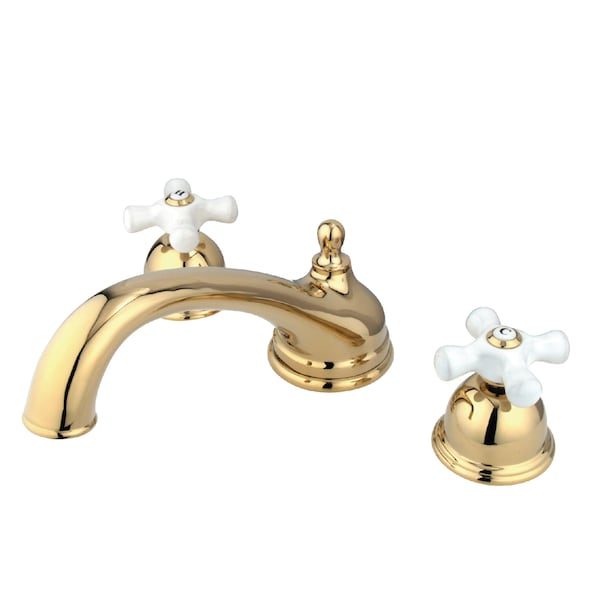 Roman Tub Faucet, Polished Brass, Deck Mount