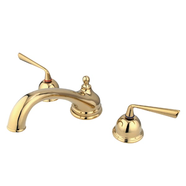 Roman Tub Faucet, Polished Brass, Deck Mount