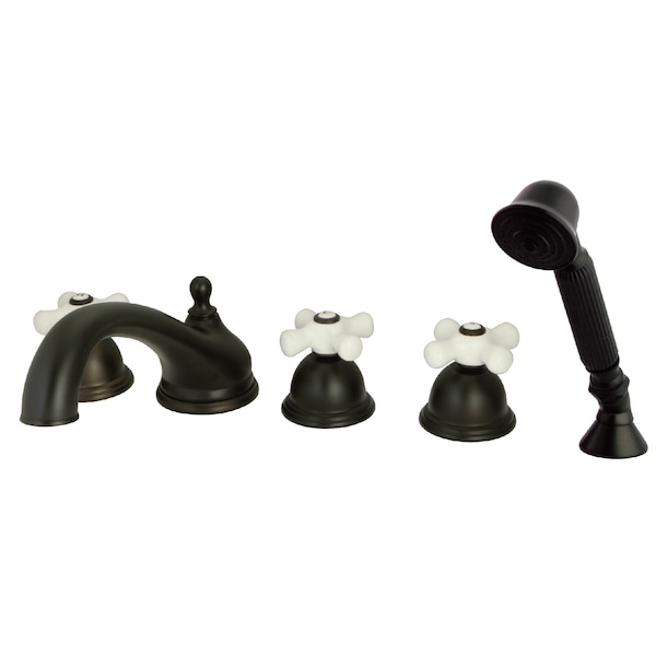 Roman Tub Faucet, Standard, 8" to 36", 5, Deck Mount, Oil Rubbed Bronze
