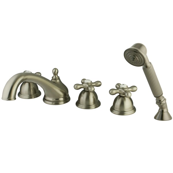 Roman Tub Faucet, Standard, 8" to 36", 5, Deck Mount, Brushed Nickel