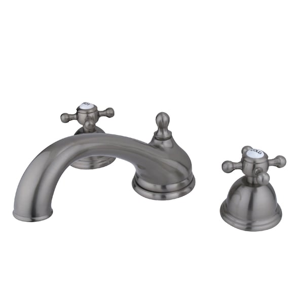 Roman Tub Faucet, Standard, 8" to 36", 3, Deck Mount, Brushed Nickel