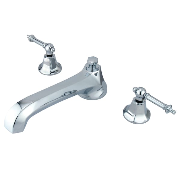 Roman Tub Faucet, Polished Chrome, Deck Mount