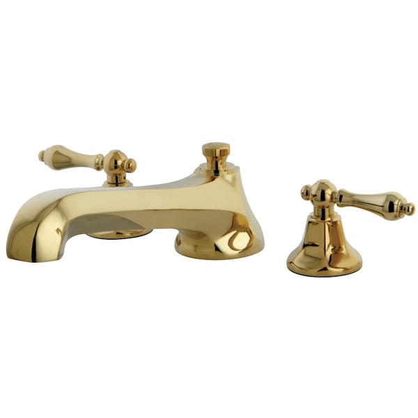 Roman Tub Faucet, Polished Brass, Deck Mount