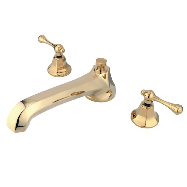 Roman Tub Faucet, Polished Brass, Deck Mount