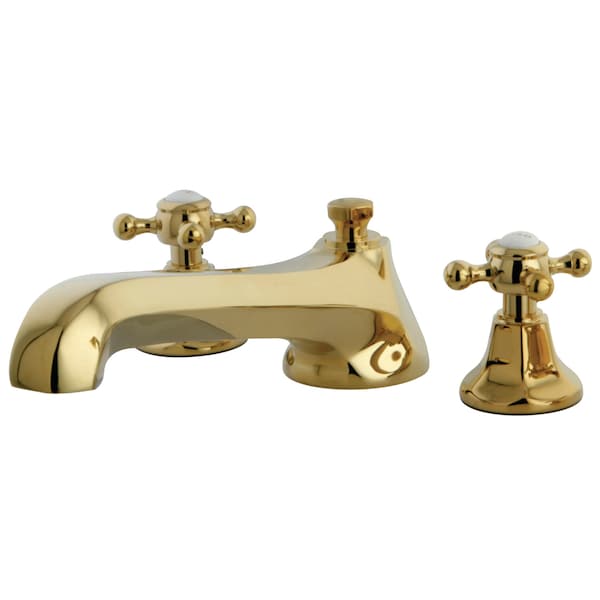 Roman Tub Faucet, Polished Brass, Deck Mount