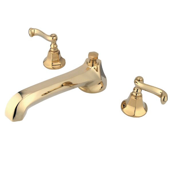 Roman Tub Faucet, Polished Brass, Deck Mount