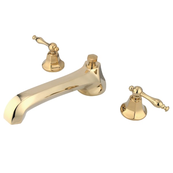 Roman Tub Faucet, Polished Brass, Deck Mount