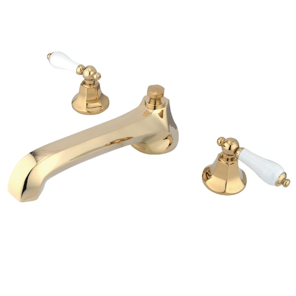 Roman Tub Faucet, Polished Brass, Deck Mount