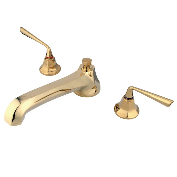 Roman Tub Faucet, Polished Brass, Deck Mount