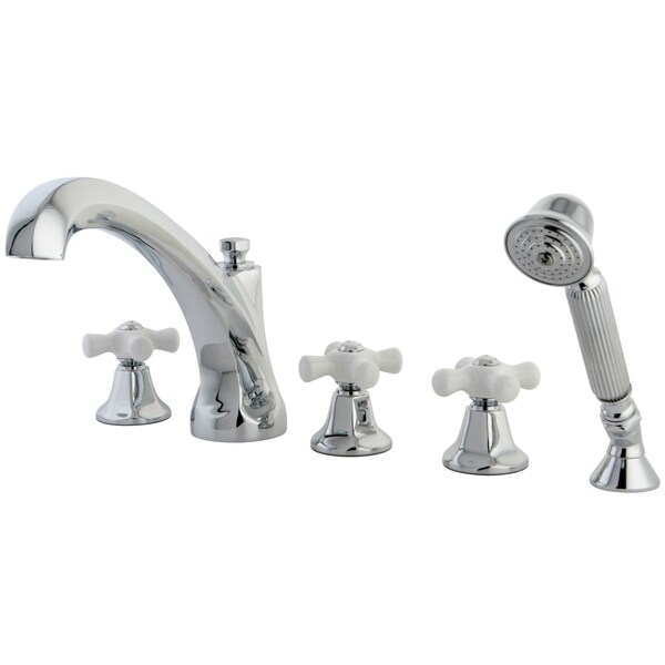 Roman Tub Faucet, Polished Chrome, Deck Mount