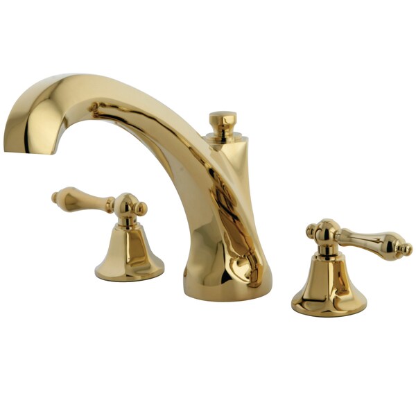 Roman Tub Faucet, Polished Brass, Deck Mount