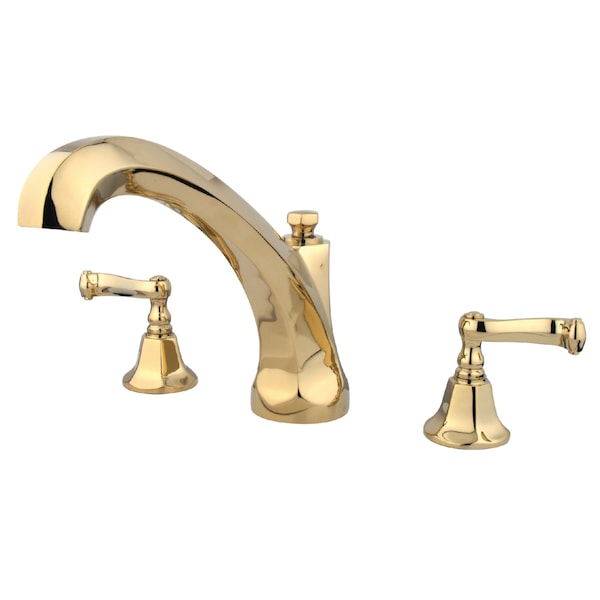 Roman Tub Faucet, Polished Brass, Deck Mount