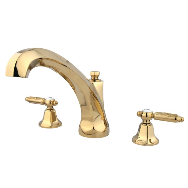 Roman Tub Faucet, Polished Brass, Deck Mount