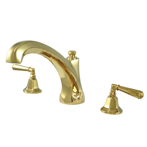 Roman Tub Faucet, Polished Brass, Deck Mount