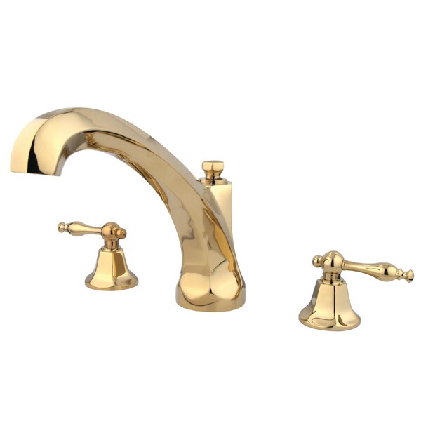 Roman Tub Faucet, Polished Brass, Deck Mount