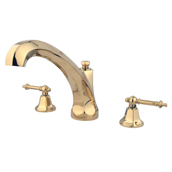 Roman Tub Faucet, Polished Brass, Deck Mount