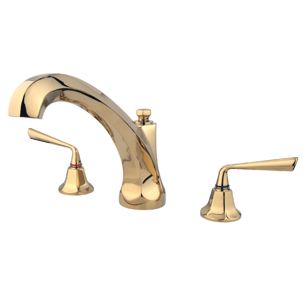 Roman Tub Faucet, Polished Brass, Deck Mount