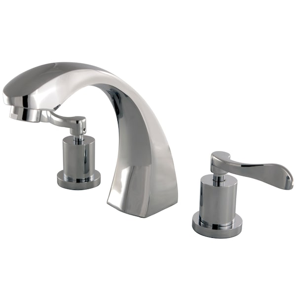 Roman Tub Faucet, Polished Chrome, Deck Mount