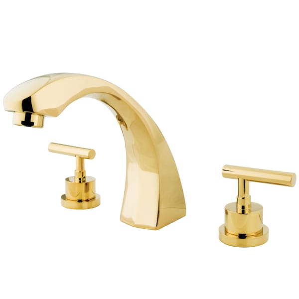 Roman Tub Faucet, Polished Brass, Deck Mount