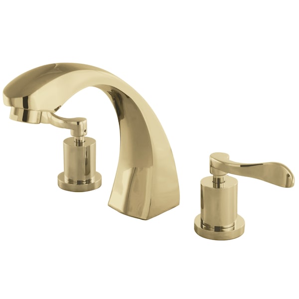 Roman Tub Faucet, Polished Brass, Deck Mount