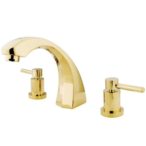 Roman Tub Faucet, Polished Brass, Deck Mount