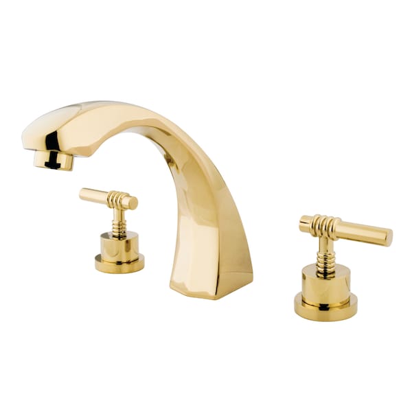 Roman Tub Faucet, Polished Brass, Deck Mount