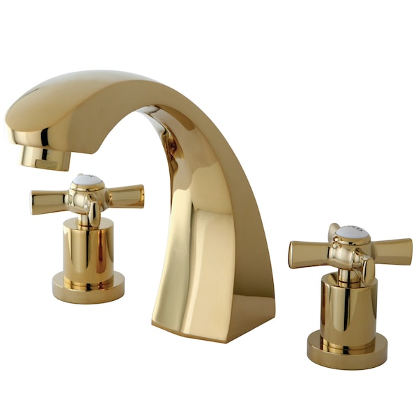 Roman Tub Faucet, Polished Brass, Deck Mount