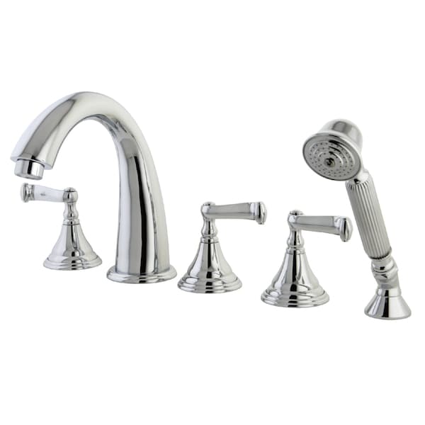 Roman Tub Faucet, Polished Chrome, Deck Mount