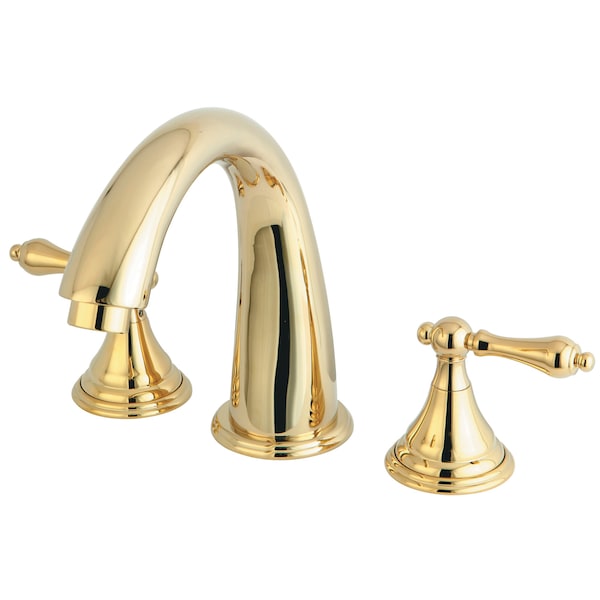 Roman Tub Faucet, Polished Brass, Deck Mount