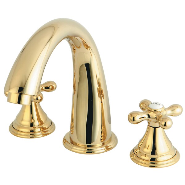 Roman Tub Faucet, Standard, 8" to 36", 3, Deck Mount, Polished Brass