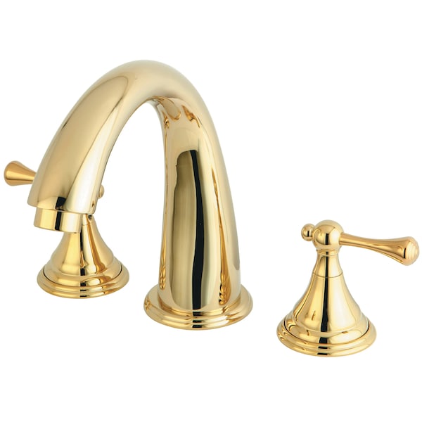 Roman Tub Faucet, Polished Brass, Deck Mount