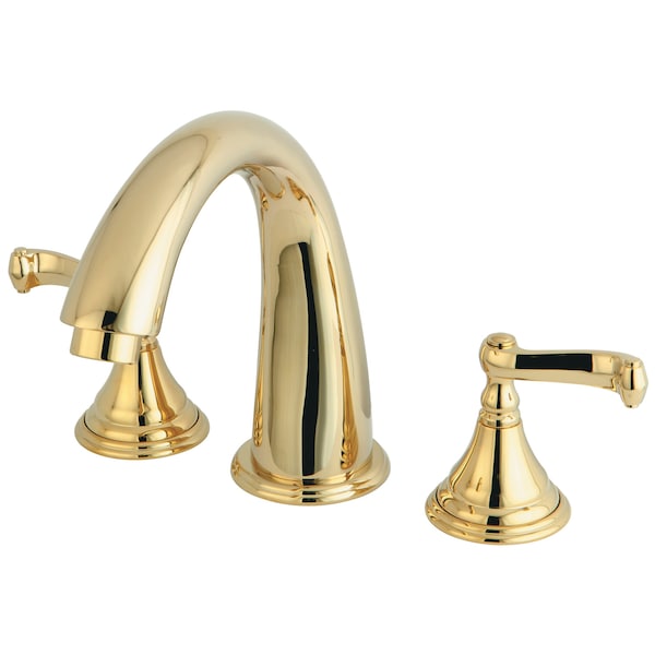 Roman Tub Faucet, Polished Brass, Deck Mount