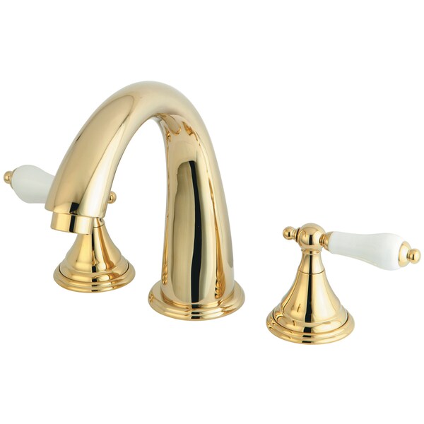 Roman Tub Faucet, Polished Brass, Deck Mount