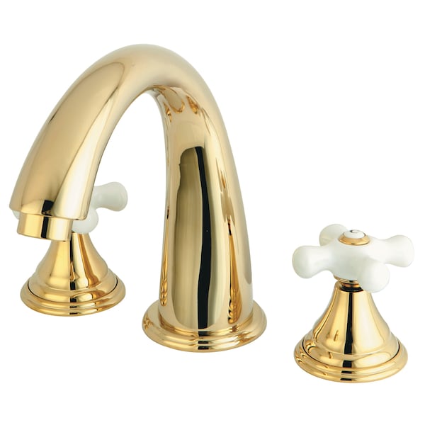 Roman Tub Faucet, Polished Brass, Deck Mount