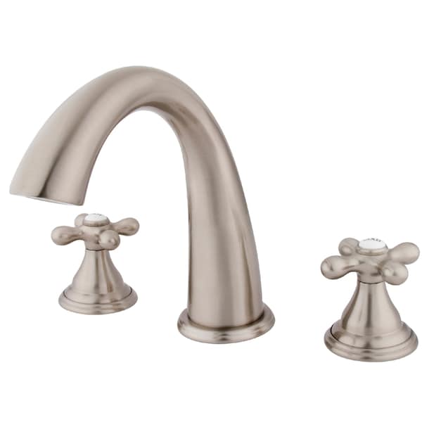 Roman Tub Faucet, Standard, 8" to 36", 3, Deck Mount, Brushed Nickel