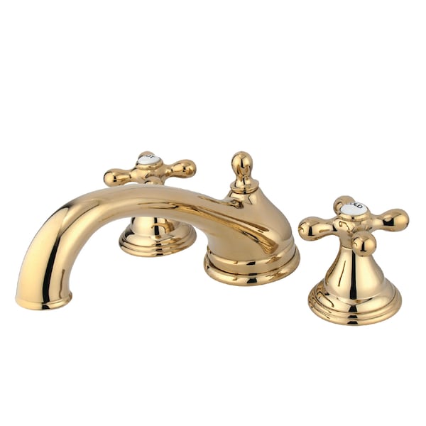 Roman Tub Faucet, Standard, 8" to 36", 3, Deck Mount, Polished Brass