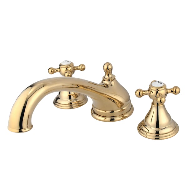 Roman Tub Faucet, Polished Brass, Deck Mount