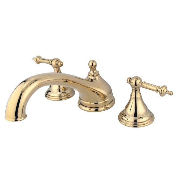 Roman Tub Faucet, Polished Brass, Deck Mount
