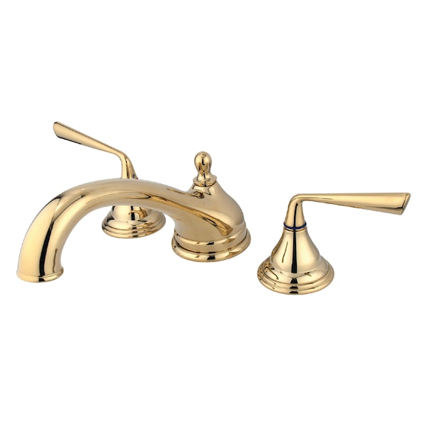 Roman Tub Faucet, Polished Brass, Deck Mount