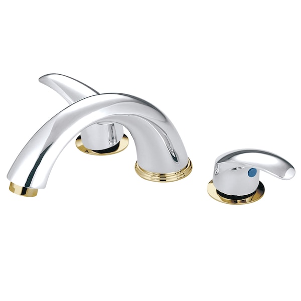 Roman Tub Faucet, Polished Chrome/Polished Brass, Deck Mount