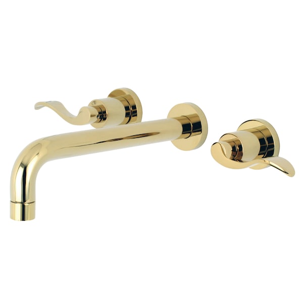 Roman Tub Faucet, Polished Brass, Wall Mount