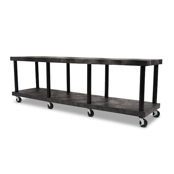 Modular-Kart, Recycled HDPE, 1200 lb Load Capacity, 2 Shelves, 96 in L, 24 in W, 32 in H