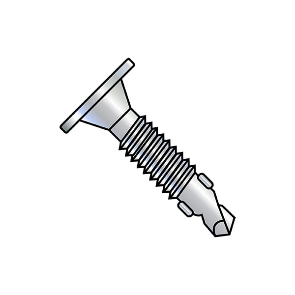 Self-Drilling Screw, #10-24 x 1-7/16 in, Zinc Plated Steel Wafer Head Phillips Drive, 3000 PK