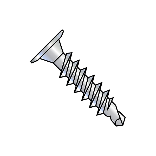 Self-Drilling Screw, #8-18 x 3/4 in, Zinc Plated Steel Wafer Head Phillips Drive, 5000 PK
