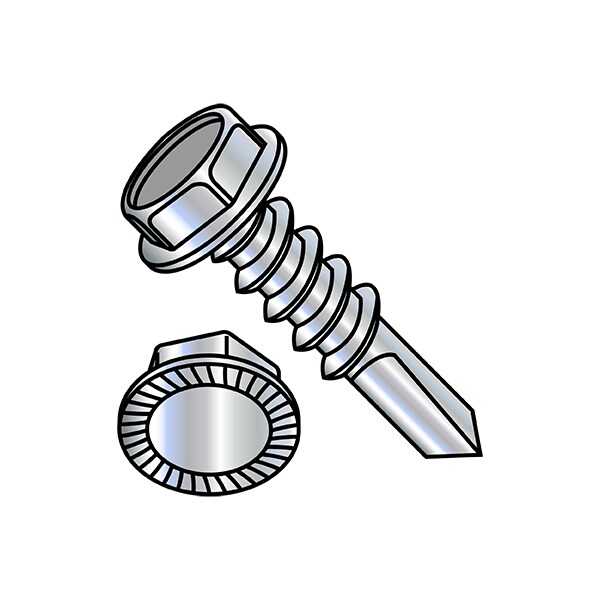 Self-Drilling Screw, 5/16"-12 x 2-7/16 in, Zinc Plated Finish, 600 PK Flange Hex Head