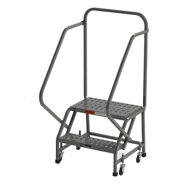 56" H Industrial Rolling Ladder (Square Tube), 2 Steps, 450 lb. Load Capacity